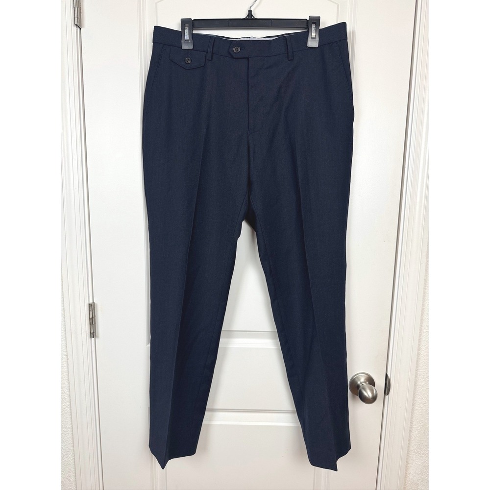 Charles Tyrwhitt Twill Wool Stretch Slim Fit Trousers Navy 34W 30L